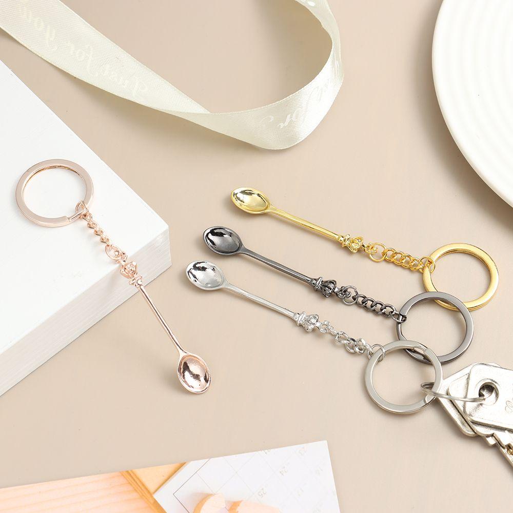 Glitter for Filling Vials with Salts Mini Crown Necklace Key Ring Spoon Keychain Teaspoon Pendant