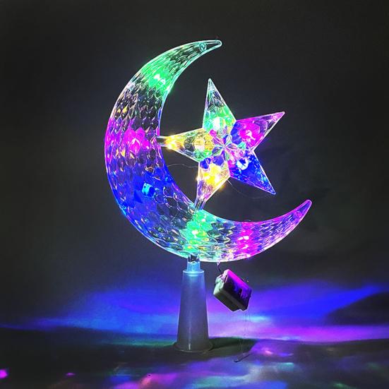 LED Christmas Tree Topper Star Moon Decoration Acrylic Xmas Ornament Energy Saving Shining Lamp Festive Home Room Decor