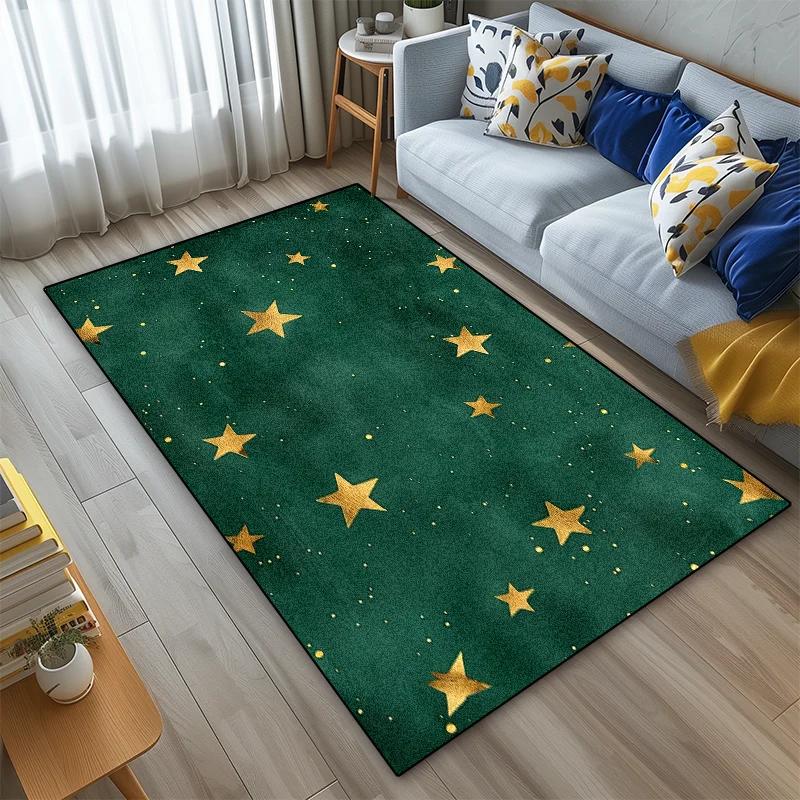 3D Pentagram Geometrischer Teppich Kurzer Samt Rutschfeste Fußmatte für Wohnzimmer Schlafzimmer Kinder Heimdekoration Große Teppiche