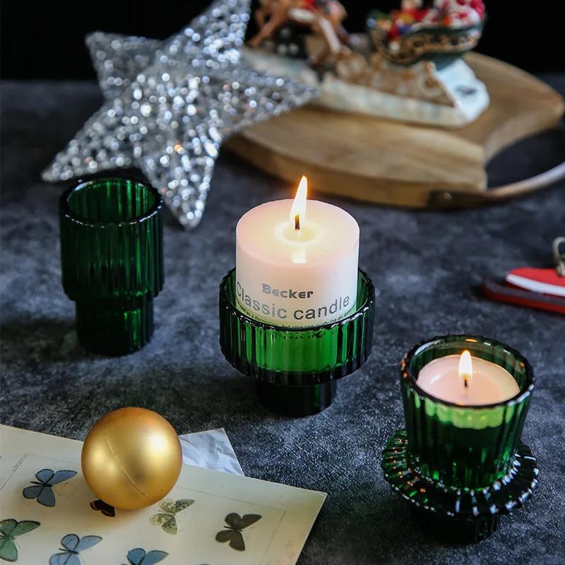 Nordic Mini Glass Candlestick European Taper Candles Holders Table Candle Stand Small Tealight candle holder Home Decoration
