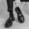 New British Style Business Leather Shoes Four Seasons Single Shoes Brown Platform Foot Groom Wedding Shoes