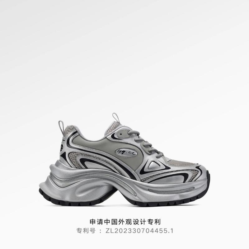 Spring new platform dad shoes women's silver sneakers