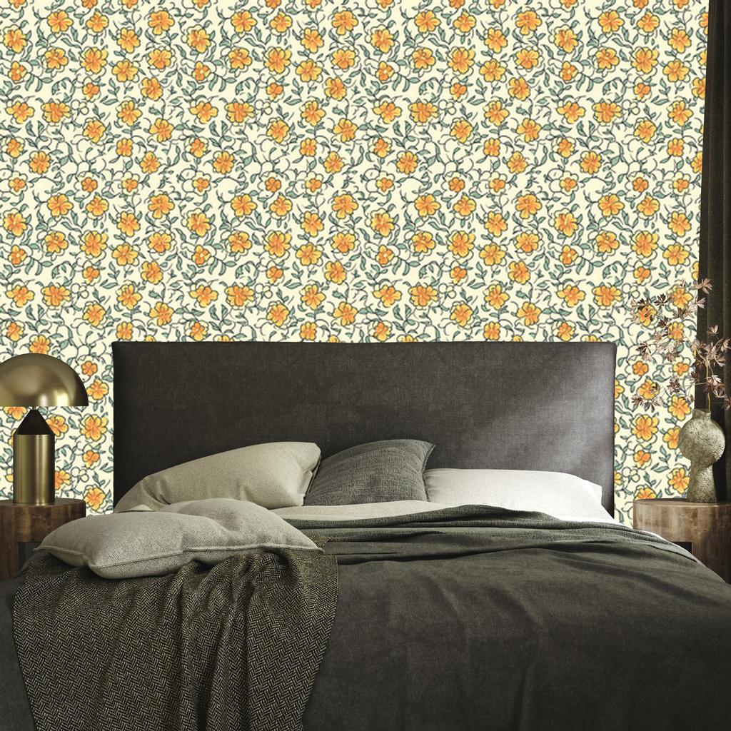 Beige, Cream and Gold Flowers Wallpaper for Living Room and Bedroom 50x1000