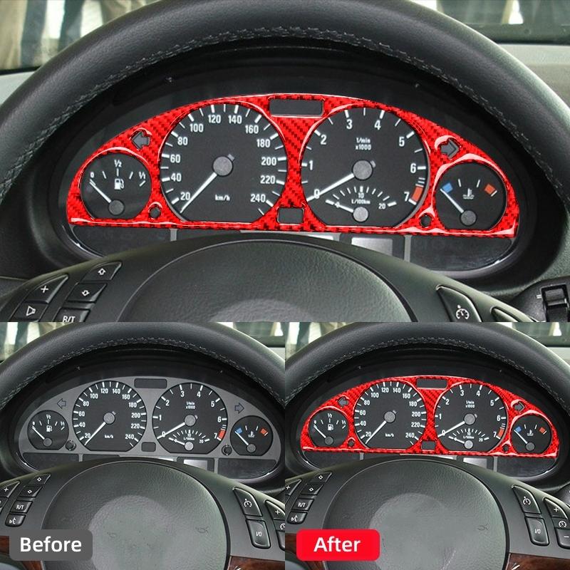 For BMW 3 Series E46 M3 1999-2004 Accessories Carbon Fiber Interior Car Speedometer Surround Decor Frame Trim Cover Stickers