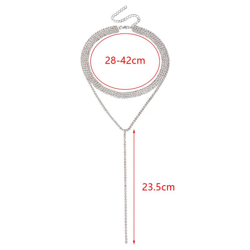 Tassel Sparkling Diamond Necklace For Girls Neck Clavicle Chain For Women Accessories Gift