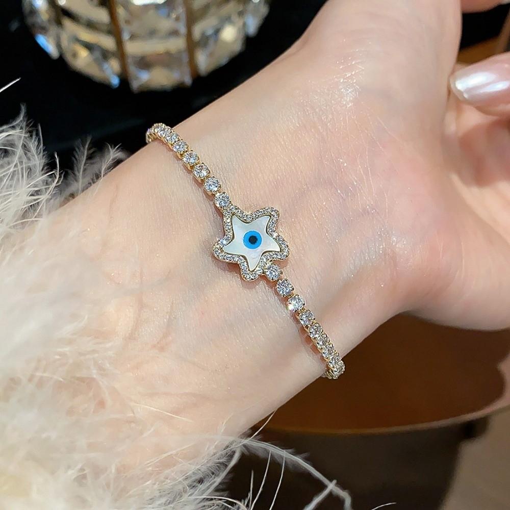 Copper Zircon Rhinestone Devil's Eye Bangle Banquet Clothes Jewelry Valentine's Day Gift