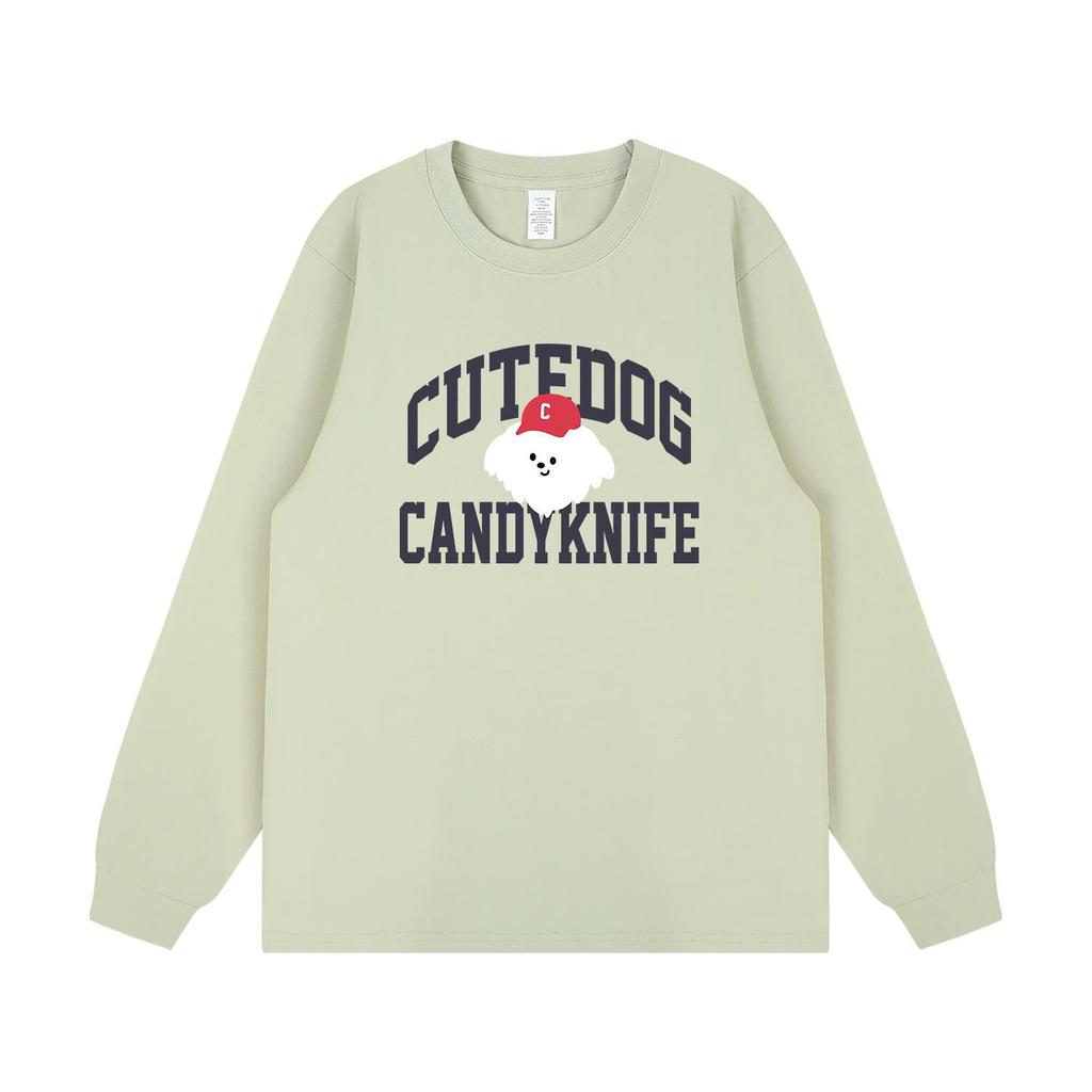 2024 Trendy Unisex Cartoon Letter Print Korean Style Long Sleeve T-Shirt for Autumn/Winter