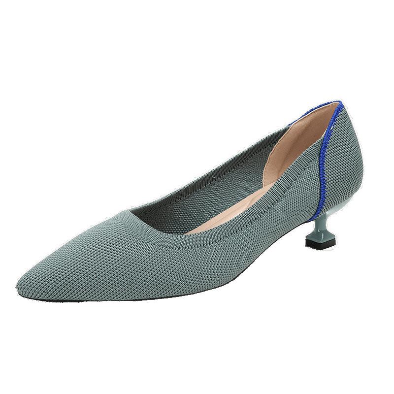 Pointed head shallow mouth single shoes women's autumn new flying woven temperament women's shoes stiletto high heels