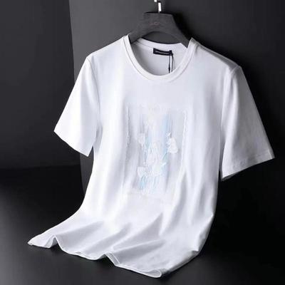 Elegantes hellrosa Baumwoll-T-Shirt für Damen mit Blumenstickerei