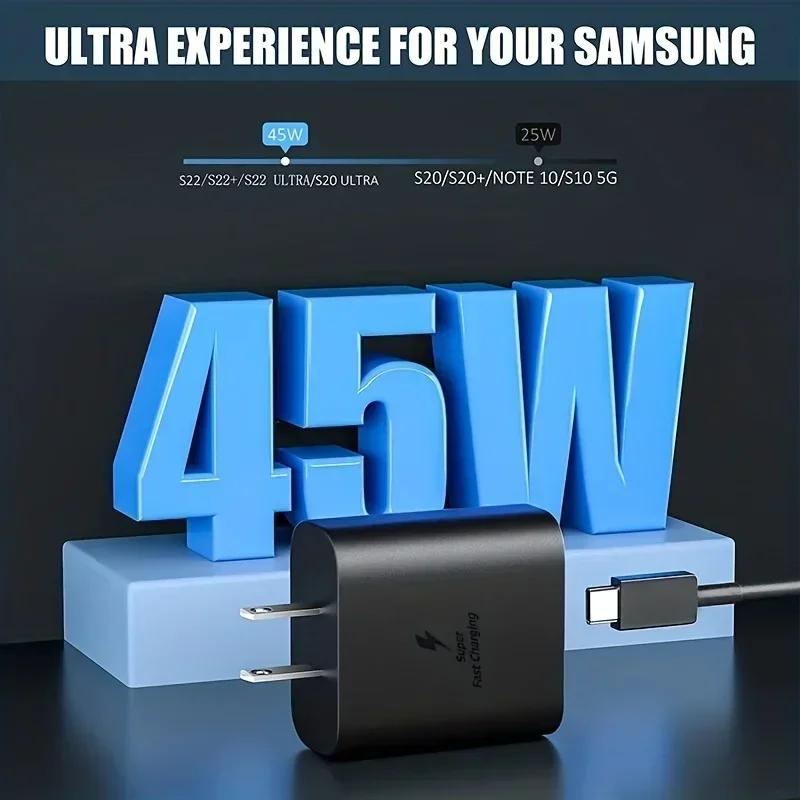For Samsung 45W Ultra Fast Charger Cable Type C Cable USB C For Android Phone Power Adapter Block For Tablet Samsung Galaxy S23