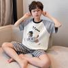 Boys Cotton Pajama Set Short Sleeve Cartoon Print Lightweight Sleepwear Kids Teens