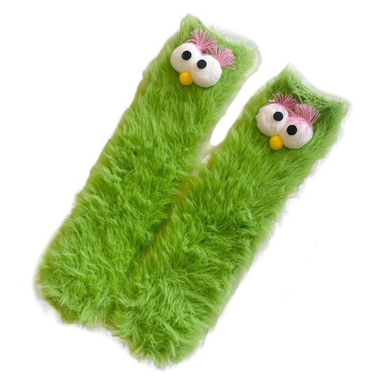 Funny Fuzzy Silly Socks for Women Fluffy Slipper Socks 3D Novelty Face Plush Socks Winter Warm Cute Floor Socks