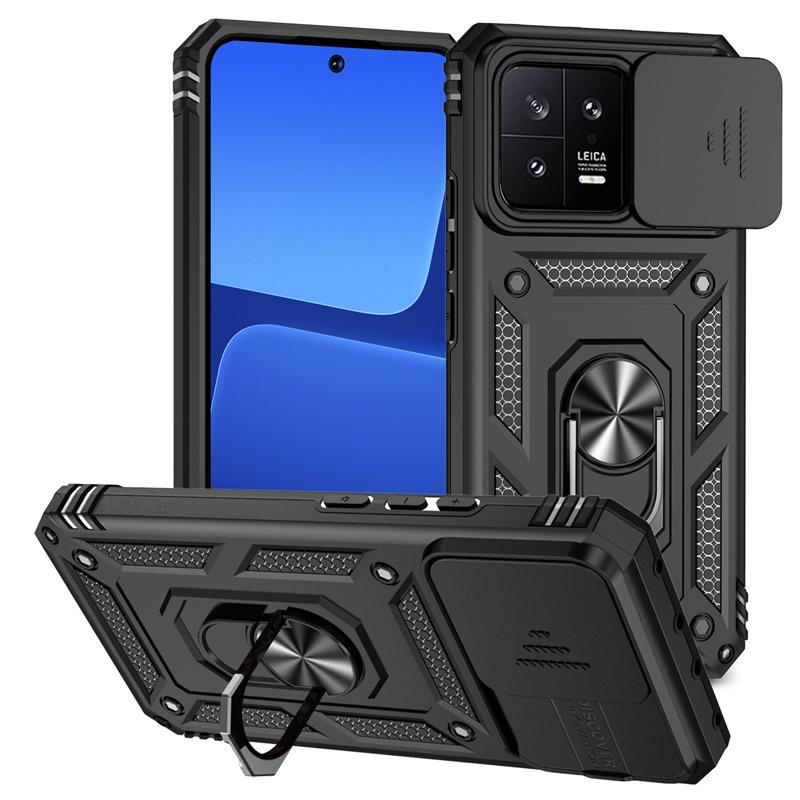 

Чехол-слайдер для Xiaomi 13 5G, защитный чехол для телефона Xiaomi 13 Xiaomi Mi13 Mi 13 Pro 5G с магнитным кольцом-держателем, защитный чехол For Xiaomi 13 чёрный