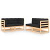 VidaXL Solid Pine Wood Garden Lounge Set 4 Pcs with Cushions Patio Furniture Garden Furniture Outdoor Furniture 3083786
