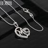 925 Sterling Silver AAA Zircon Heart Pendant Necklace Fashion Jewelry