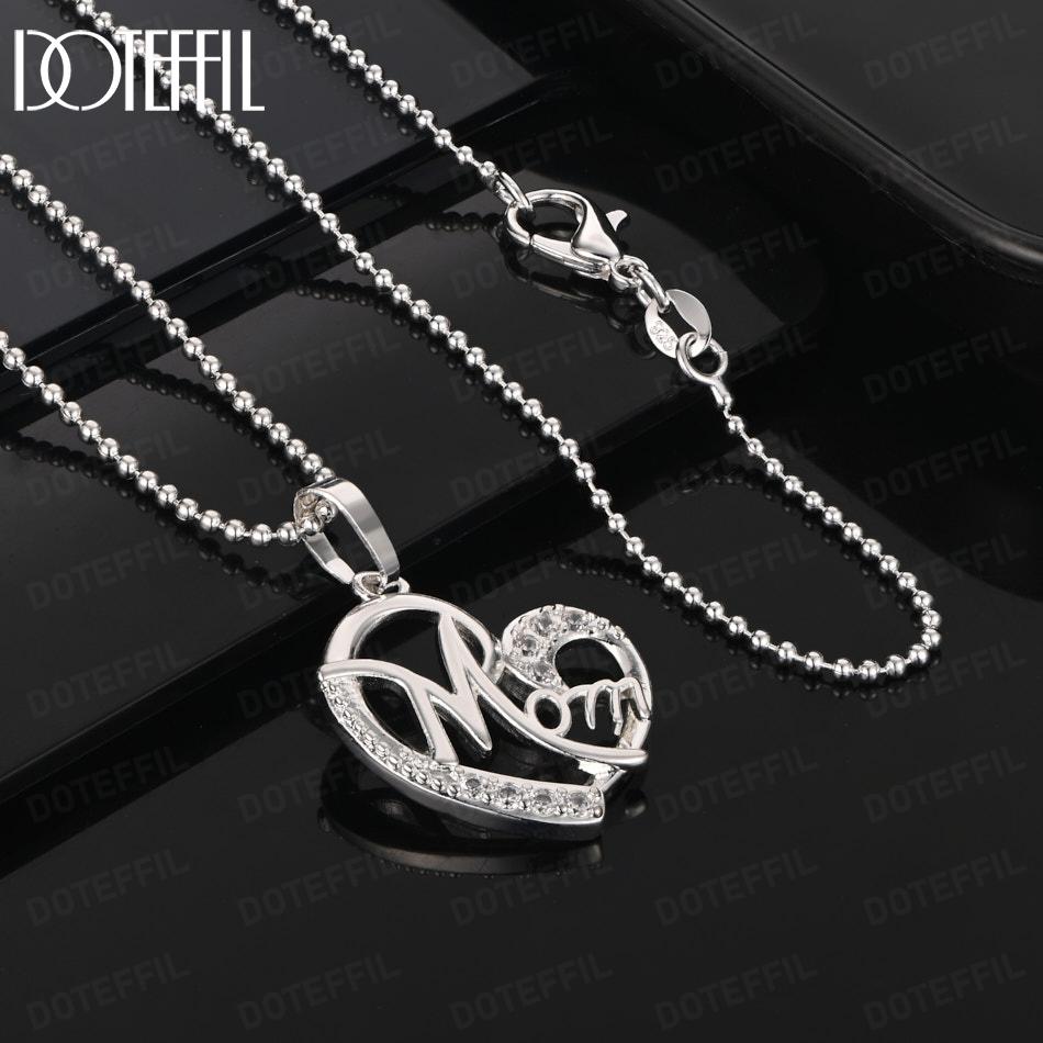925 Sterling Silver AAA Zircon Heart Pendant Necklace Fashion Jewelry