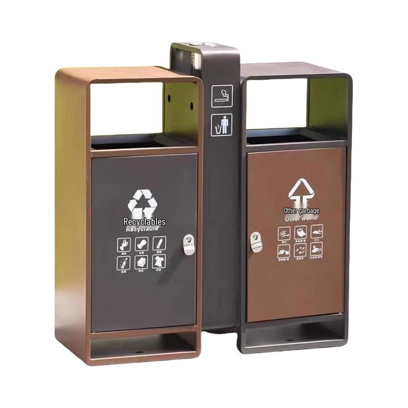 Outdoor Galvanized Steel Trash Can