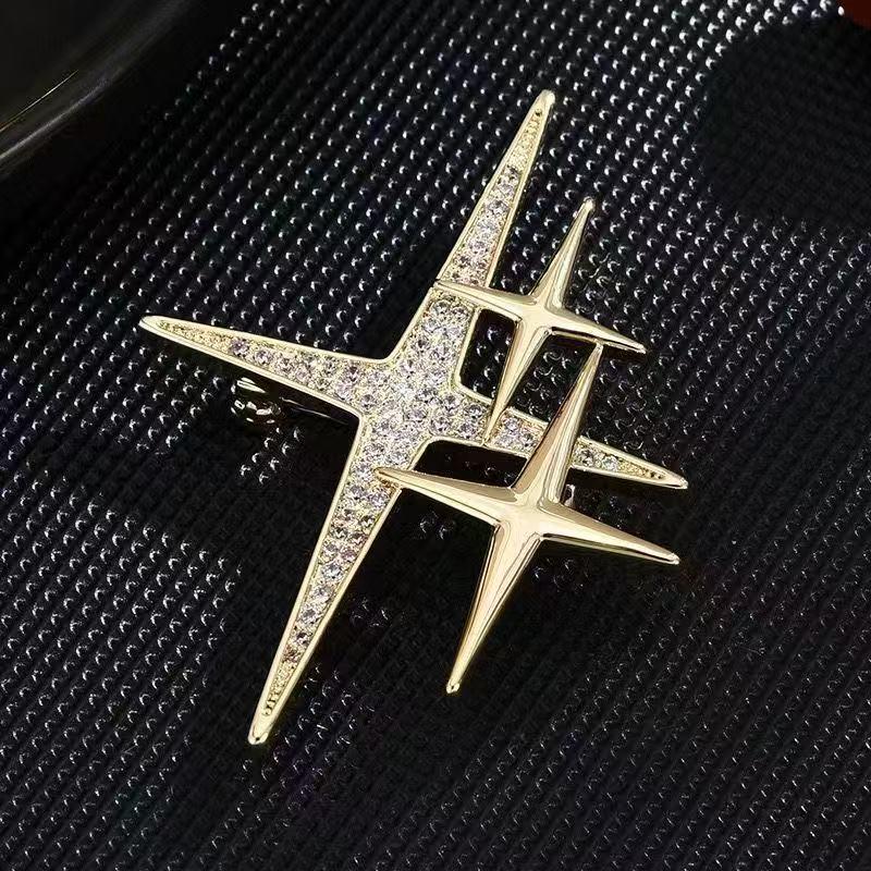 Rhinestone Cross Star Brooch for Men & Women - Trendy Anti-Exposure Lapel Pin