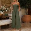 Damen Casual Trägerloser Jumpsuit Gerüschtes Schlauchoberteil Weite Hosen Ärmelloser Sommer-Romper mit Taschen