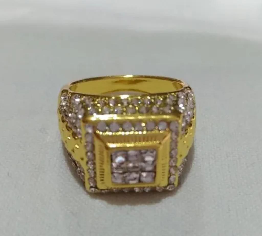 Hot Selling Gold Plated Rings For Men Zirconia  Hiphop Ring Wholesale Size 6-13