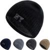 New Style Unisex Autumn/Winter Hats Plush Fur Lined Men Women Warm Beanie Cap Casual NY Printing Winter Ski Knitted Hats