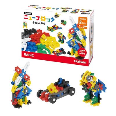 Gakken New Block Basic 60 (Ages 2 and Up) 16 Types of Blocks, 60 Pieces, 83722