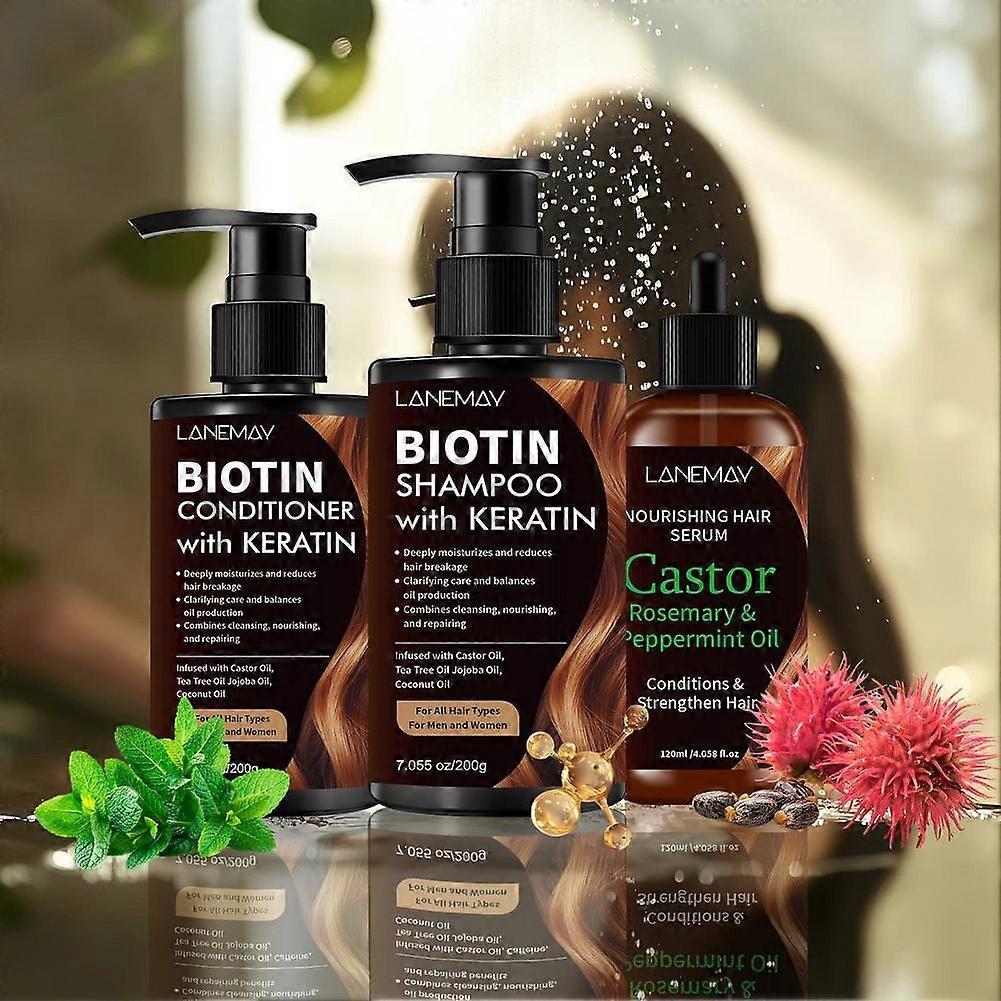 Biotin Pro-Growth Shampoo, Conditioner Scalp Oil -Total Care 200ml200ml120ml
