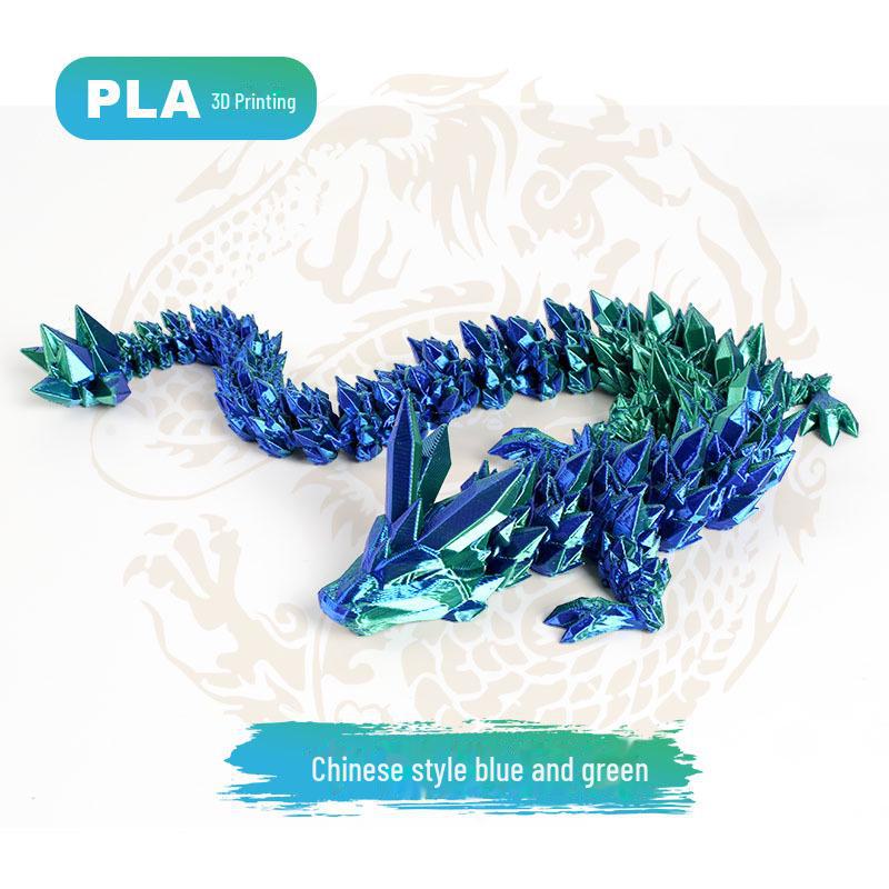 "Handcrafted 3D Printed Crystal Dragon Ornaments - Chinese Dragon & Dragon Egg Toys"