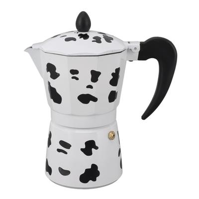 Color Vaca Lechera Cafetera Moka Cafetera de Aluminio Cafetera para Hogar Cafetería Actividades al Aire Libre Camping Viaje 6 Tazas 300ML