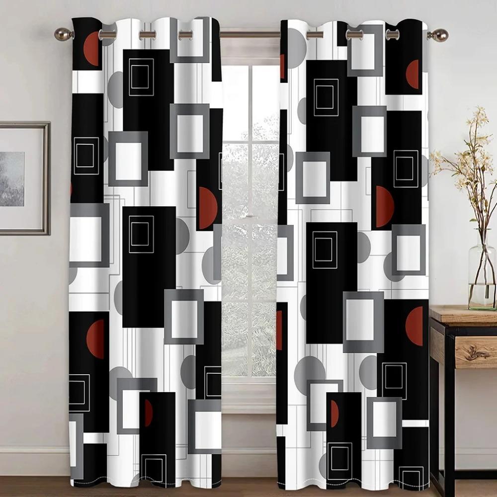 Geometric Abstract Space Red Lien Free Shipping Window Curtain For Living Room Kids Bedroom Bathroom Kicthen Door Home Decor2Pcs