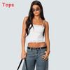 Y2k Sexy Girl Crop Top With Lace Trim Splicing For Streetwear Fashion
