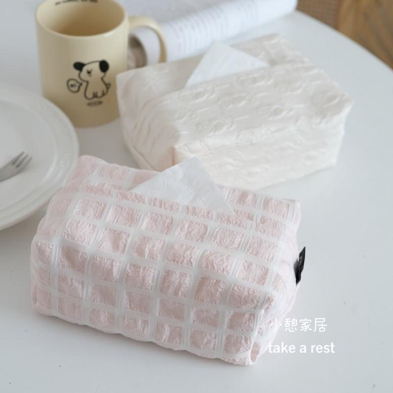 ins style Korean tissue cover i Korean Nordic French paper drawing storage bag tissue box plaid tulip