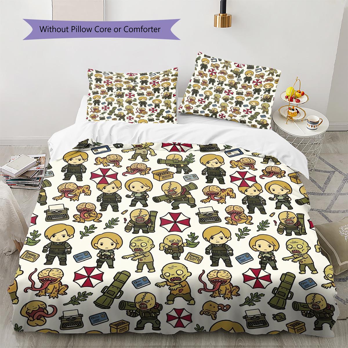 

Resident Evil Pattern Bedding Quilt Set Quilt Cover Pillowcase Home Decoration Birthday Gift (1 * duvet cover + 2 * pillowcase, without core) 135x200cm