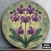 D Flat  pc InXCm D Flat Round Sign Vintage Plaque with Purple Orchids Phalaenopsis Decorative Sign Suitable for L