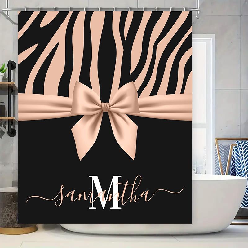 

Bath Shower Curtain Custom Name Lettering Black Pink Zebra Print Decorative Home Decoration For Bathroom (Customize W60H190(CM)-1 Pcs