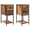 Nightstand 2 Pcs Reclaimed Wood Look 32 X 42 X 70 Cm Particleboard
