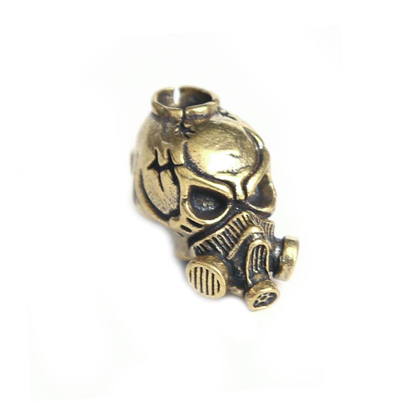 Biochemical Skull Head Brass Knife Beads Personality Punk Gas Mask Skeleton EDC Outdoor Tool Survival Paracord DIY Accessories