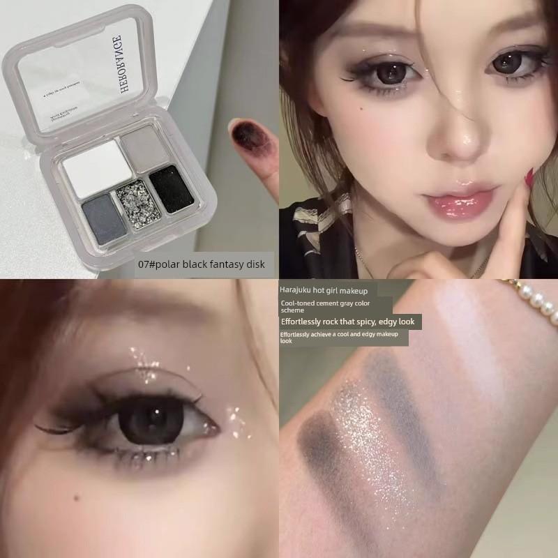Blue and Black Diamond in the Debris Smoky Makeup! Five Colors Eye Shadow Plate Matte Shimmer Cement Gray Earth Color Makeup 2025 New Arrival