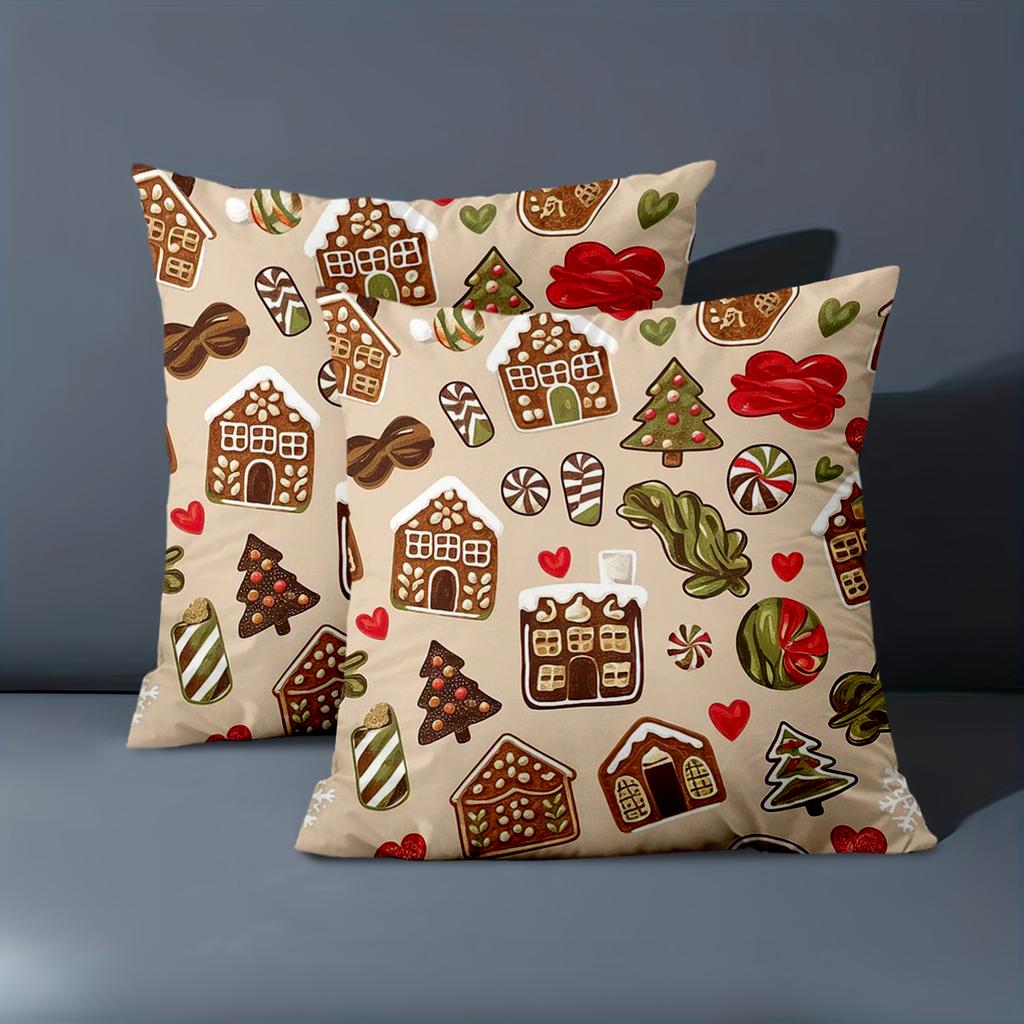 1 Pieces Christmas Gingerbread Pillow With Candy Patterns Polyester pillowcase, sofa decorative cushion cov Headboard Pillow