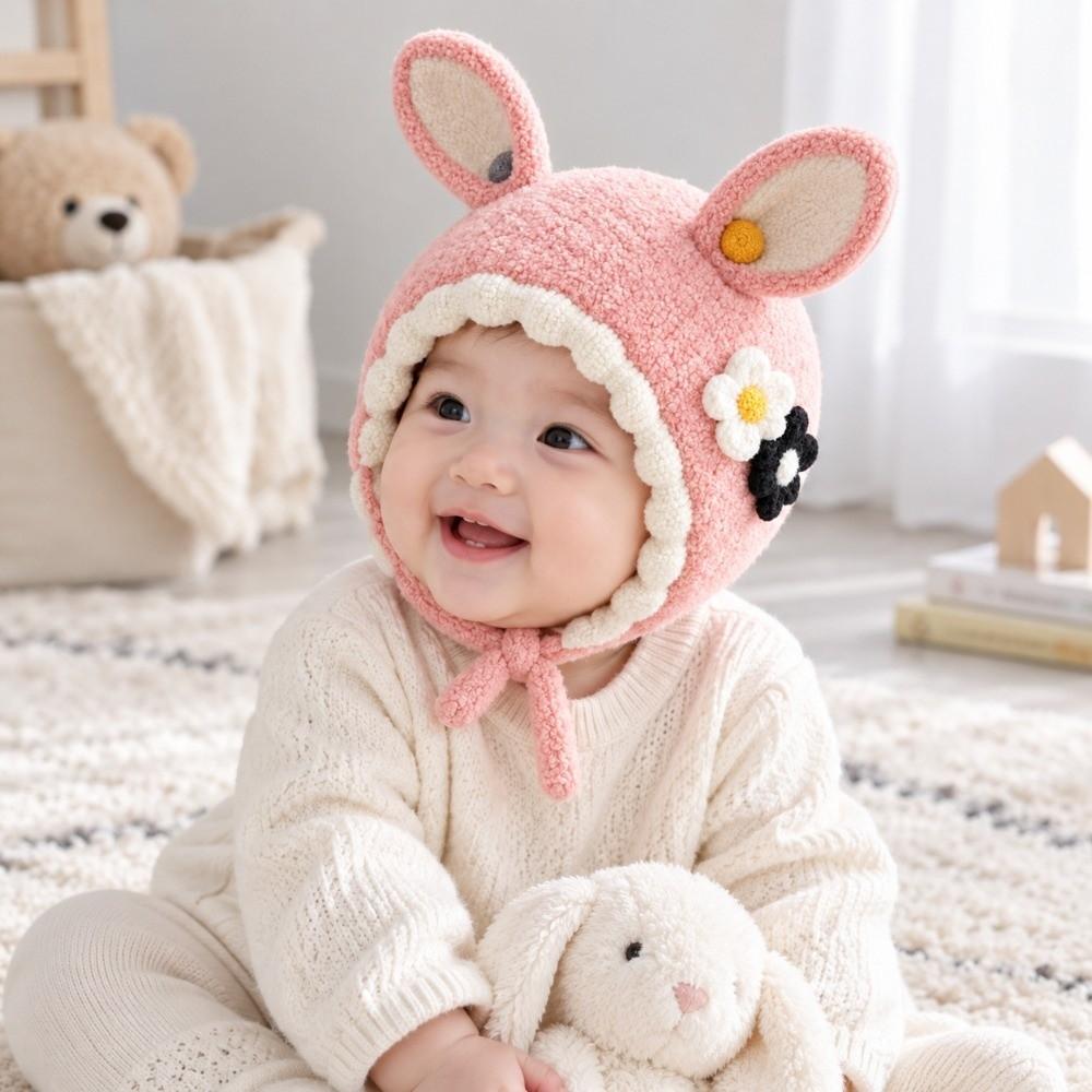 Soft Plush Baby Winter Cap Windproof Infant Plush Hat Soft Baby Knitted Hat Autumn Winter