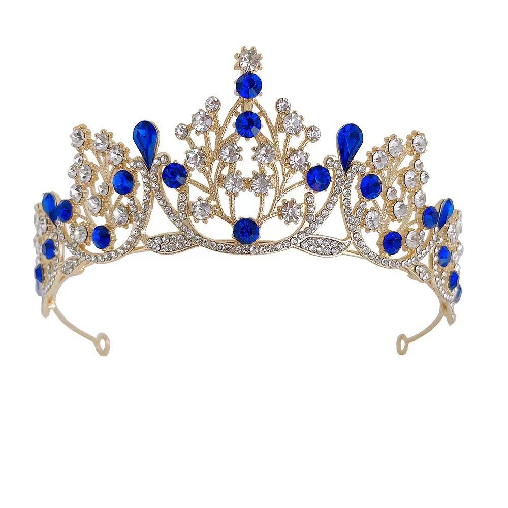 New Bridal Crown Tiara Water Drop Diamond Female Adult Princess Beauty Pageant Crown Wedding Gauze Hair Accessories