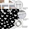 1Pc Black And White Heart-Patterned Shower Curtain, Polyester Fabric, Machine Washable, Suitable For Bathroom Decoration.