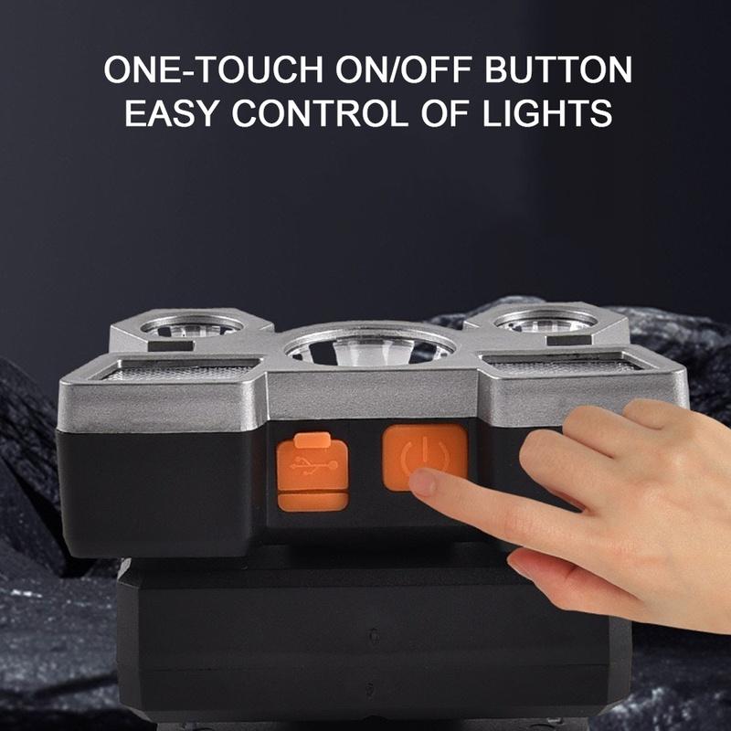 Portable Lightweight Headlight with USB Charging, Hands-free Brightness, and 4 Lighting Modes for Home, Emergency, and Work Use Durable Headlight