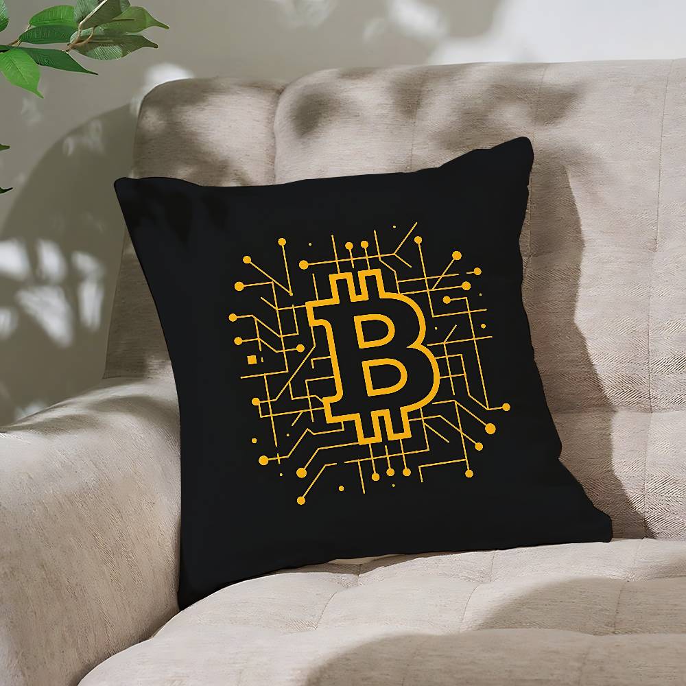 B-Bitcoin Pillow Case Throw Pillow Cover Nordic Vintage Style Cushion Covers Home Living Room Sofa Couch Seat