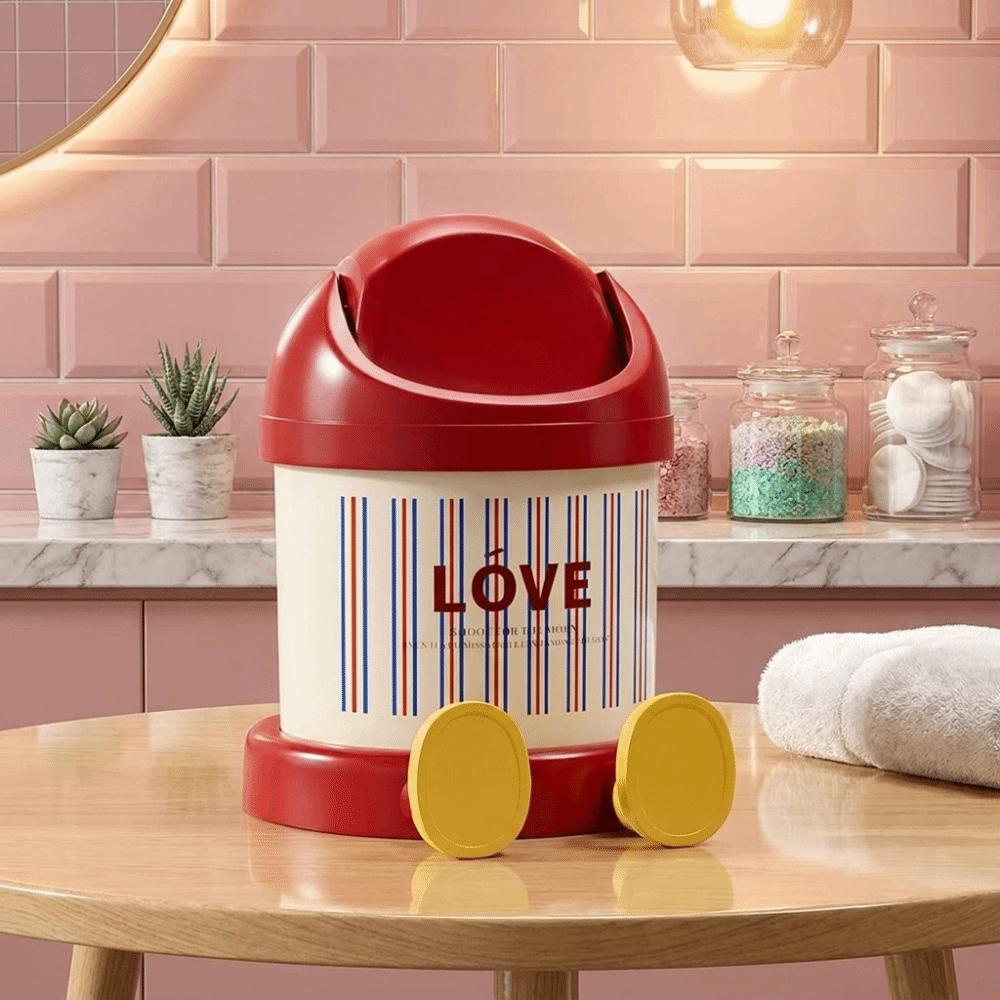 With Lid Garbage Bin Cartoon Storage Bucket Creative Desktop Trash Can  Study Room