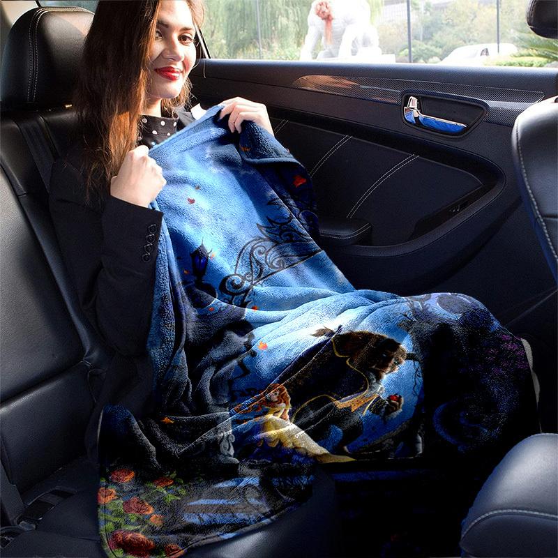1pc. Fantasy Beauty and the Beast Garden Blanket, Home Decor, Office Throw, Outdoor Picnic Rug, Gift for Disney Fans (80x120cm)