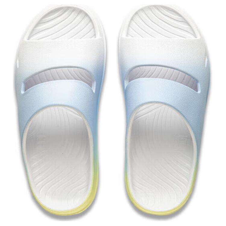 Li Ning Soft Clap Comfortable Wear-Resistant Thick Sole Height-Increasing Non-Slip Slide Sandals Unisex Footwear White Blue AGAU005-6
