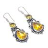 Natural Citrine Gemstone Handmade 925 Sterling Silver Earring 1.97" t3V17