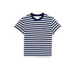 Amiparis SS23 Heart Design Cotton Striped Casual Round Neck Short Sleeve T-Shirt Unisex Tops Blue White UTS013074-492