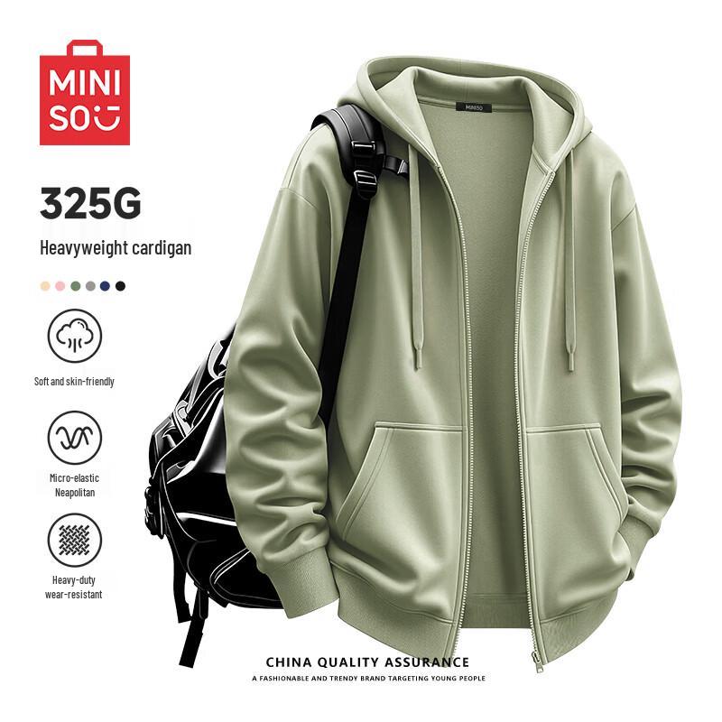 MINISO Heavyweight Hooded Zip-Up Cardigan Sweatshirt